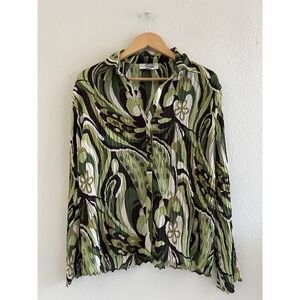 E.K Designs Abstract Print Button Up Top Size XL Fairy Ethereal Art Festival